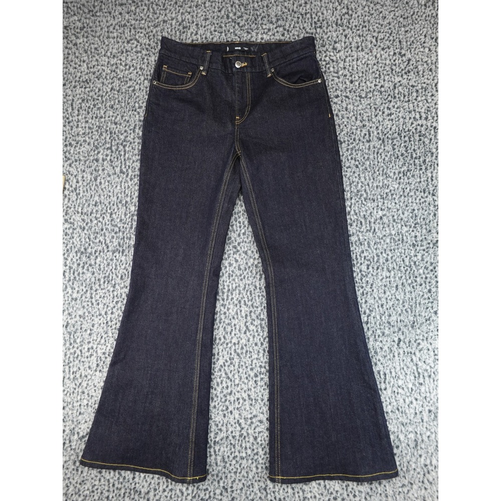 Mango MNG Flare Jeans‎ Womens 6 Dark Wash Indigo Excellent High Rise Wide Leg